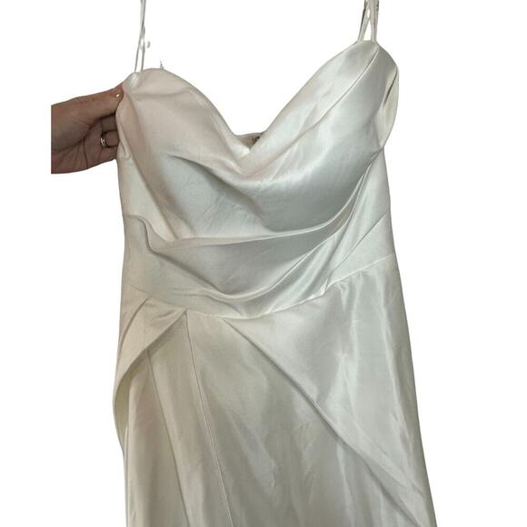 Lulus “Lifetime of Love” White Satin Strapless A-Line Gown - Size 8 – NWOT💍✨ - Picture 10 of 11